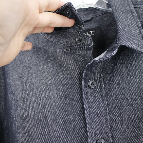 BYLT shirt mens large Tech Denim Long Sleeve Button Down Shirt Indigo overshirt - Picture 4 of 10